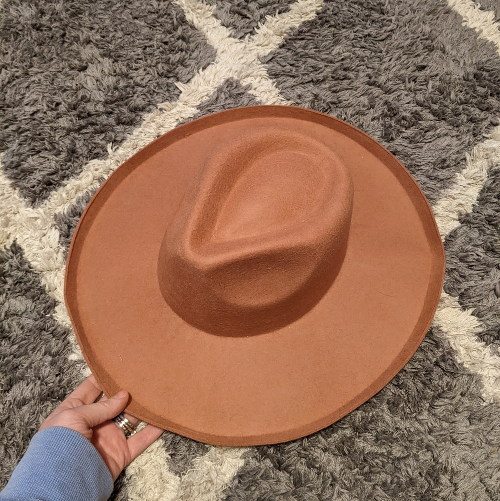 NWT Universal Thread Women's Upturned Wide Brim Felt Fedora Hat Terracotta Pink - Picture 5 of 6